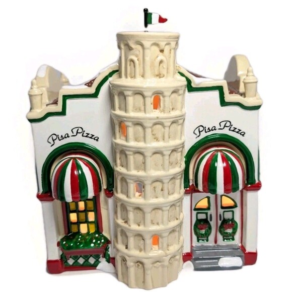 Department 56 Other - Department 56 Snow Village Pisa Pizza Lighted Building #54851 Vintage 1995 MINT